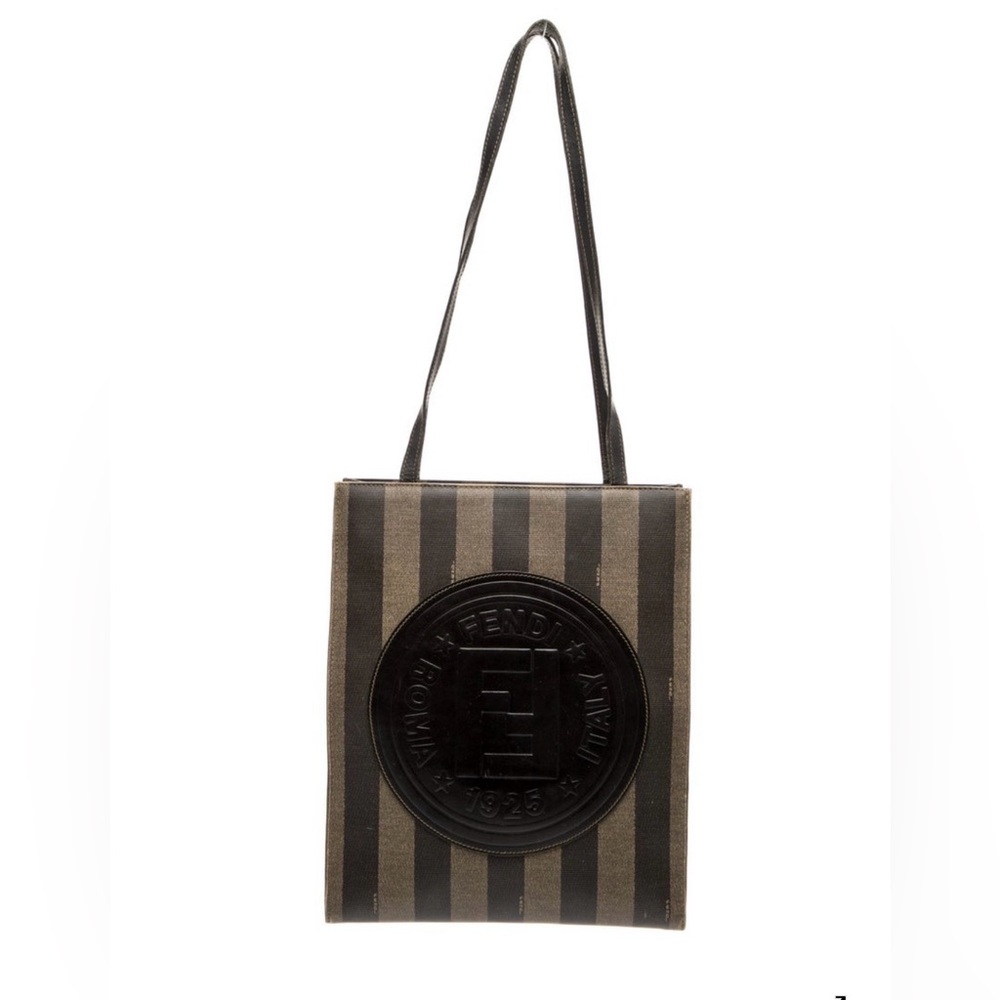 Fendi Black and Tan Striped Tote